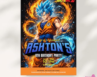 Personalized DBZ Birthday Invitation: Goku Anime Party (Digital Download)