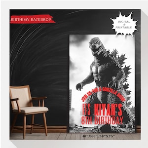 Godzilla - Customized birthday Backdrop, Godzilla -Party,Godzilla - theme party.