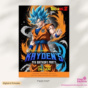 DBZ  E-Invite Birthday Invite, Anime Birthday Party Invite , Manga Invite,Personlised  digital Dragon  Birthday Invitation,ball z