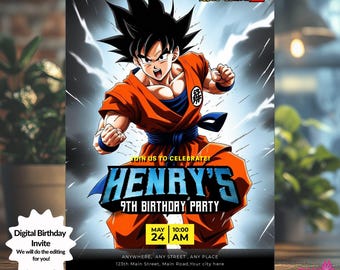 Personalized DBZ Birthday Invitation: Goku Anime Party (Digital Download)