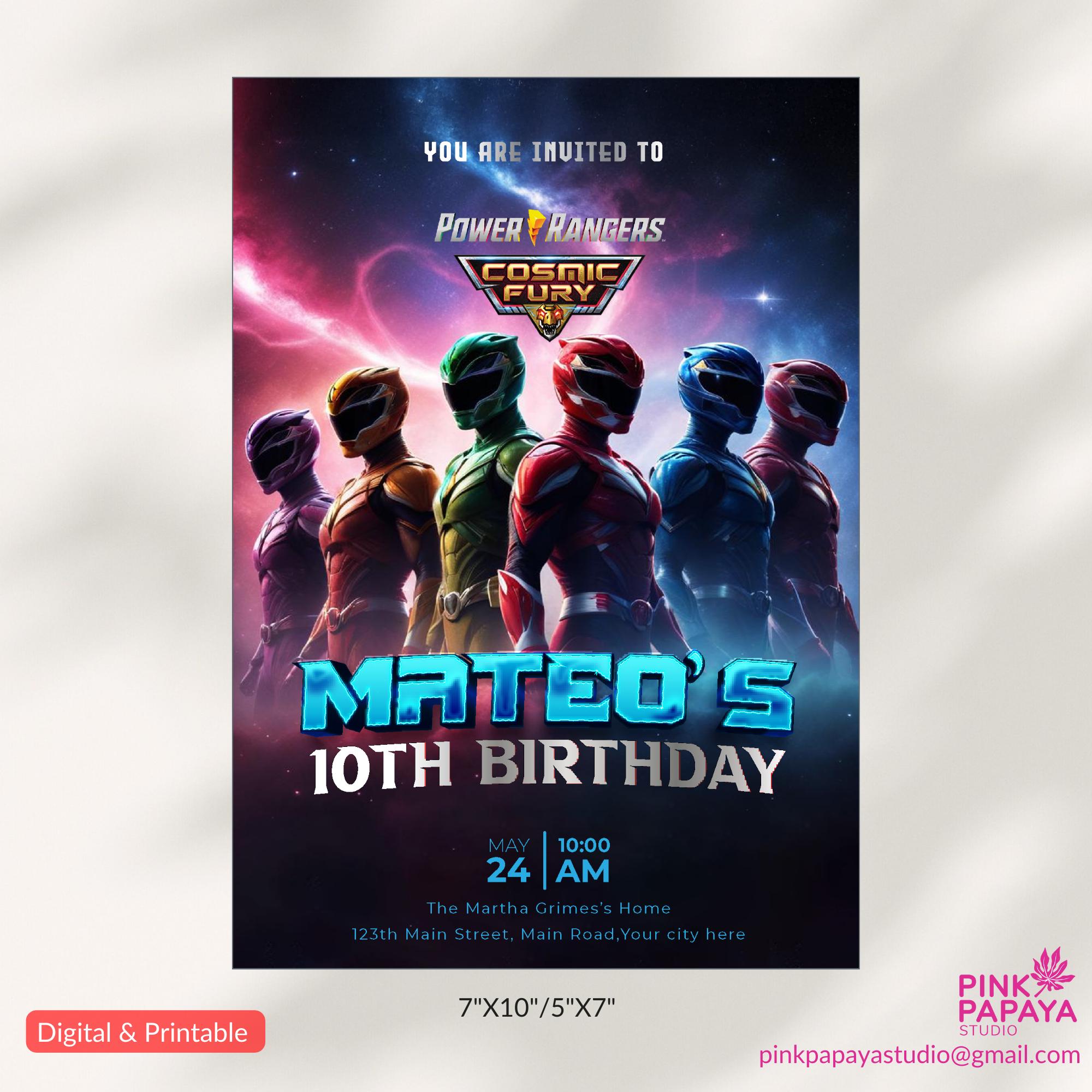 Personalized Power Rangers Birthday Invitation: Cosmic Fury (digital ...