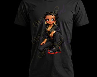 Betty Boop wearing Jordan 11 Retro Gamma Red & Black PNG, SVG FILE