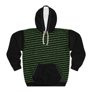 Fuck Off Hoodie All Over Print, Binary Matrix Hoodie, Bold Statement Pullover, Funny Sarcastic Sweatshirt, Coder Programmer Gift, Unisex
