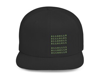 Cappello con codice binario / Regalo divertente per programmatore / Cappellino snapback con visiera piatta / Regalo tecnologico per lui / Cappello da programmatore / Cappello da nerd
