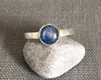 Kyanite Ring - Size 8 - Natural Gemstone Jewelry - Modern Silver Ring - Silver Kyanite Ring - Blue - Minimal Ring - Denim Blue - Kyanite