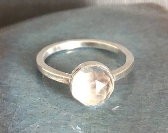 White Topaz Ring - Size 6.5 - White Topaz Engagement Ring - Rose Cut Gem - Sparkly Ring - Unique Engagement Ring - OOAK - Stackable Ring