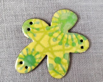 Glass Enamel Pin - Embroidered Pin - Sew On Pin - Sew On Patch - Glass Patch - Abstract Pattern - Yellow Green Pin - Bag Pin - Backpack Pin