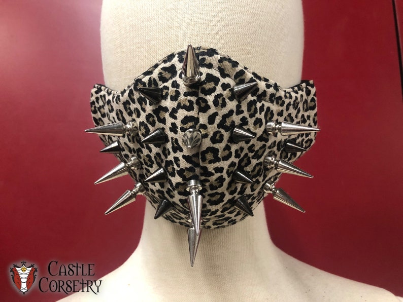 Leopard Spiked 'Face Mace' Mask image 3