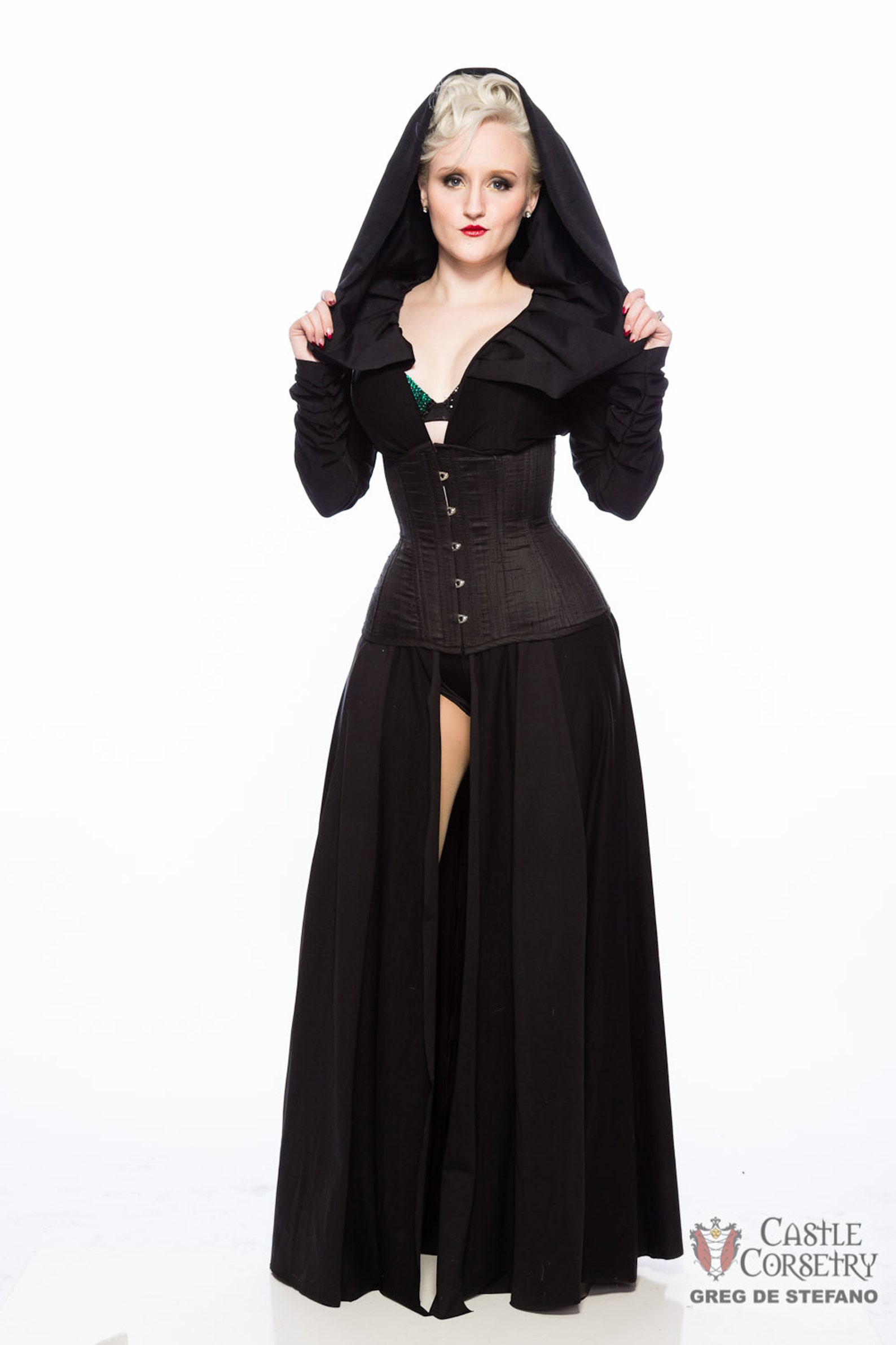 black silk corset top