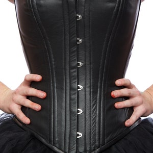 Black Leather Overbust Corset image 4