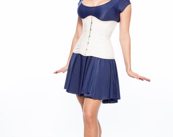 White Silk Long Line Waist-Training Corset