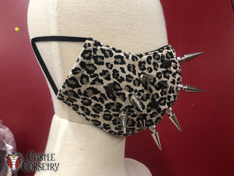 Leopard Spiked 'Face Mace' Mask image 4
