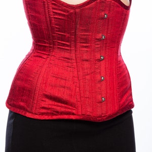 Red Silk Long Line Waist-Training Corset image 4