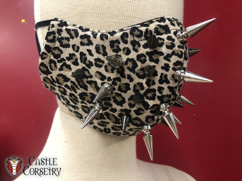 Leopard Spiked 'Face Mace' Mask image 2