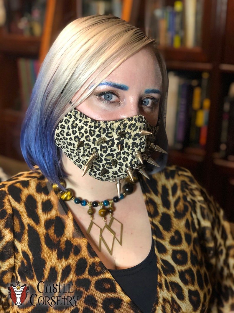 Leopard Spiked 'Face Mace' Mask image 1