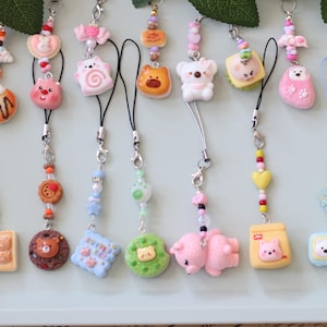 Bear Phone Charm, Cute Phone Charm, Food Phone Charm, Handmade Phone Charm, Kawaii Bag Chain, Trendy Phone Strap, Gift for Her