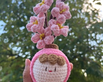 Handmade Crochet Cherry Blossom, Unique Gift, Desk Decor, Gift for Friend, Valentines Gift, Christmas Gift, Birthday Gift