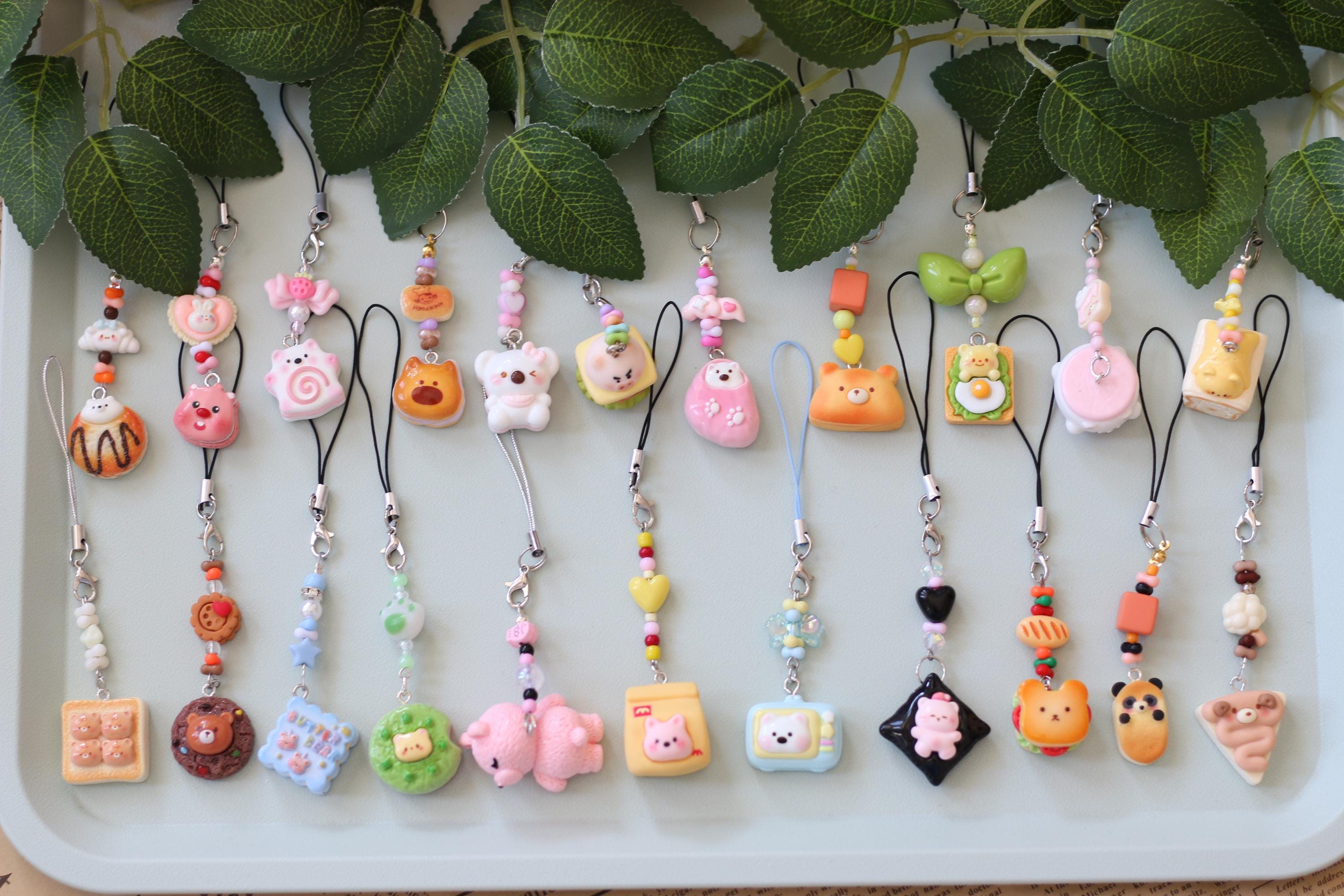 3 Breloques Téléphone Chat Kawaii Rose Hebterrka | Motif Mignon Pour Portable Et Sacs