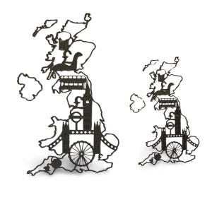 SILHOUETTE KUNST | Moderne UK Wand Kunst | Britisches Wohndekor | London inspirierte Kunst | Kultiges 3D gedrucktes leichtes Wahrzeichen des Vereinigten Königreichs
