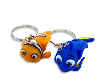 Ensemble de porte-clés poisson imprimé en 3D, breloques poisson-clown et Tang