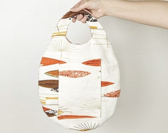 Reversible Egg Shaped Bag - Retro Cotton Purse - Vintage Handbag