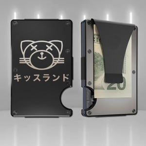Porte-cartes portefeuille en métal gravé KL