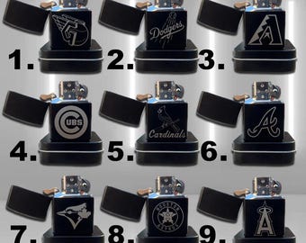 Baseball Engraved Black Lighter