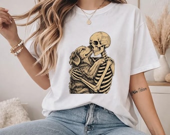 Skeleton Dog Shirt, Gothic Animal T-Shirt for Dog Lovers, Unisex Tee