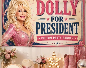 Custom Party Banner Pink Country President Personalized Cowgirl Party Banner