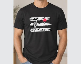 Skeleton Balloon Funny Shirt, Spooky Bat Graphic T-Shirt for Halloween