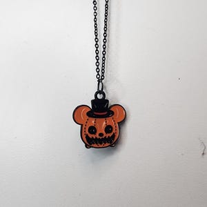 Collar de Mickey Mouse con calabaza de Disney, joyería espeluznante de Halloween, dije de calavera de esqueleto, colgante de orejas de ratón, Disneyland, Disneyworld, espeluznante
