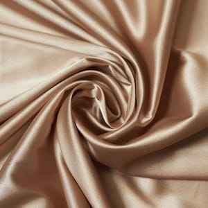Champagne Silky Satin Fabric: 97% Polyester, 58&quot; Wide, By The Yard