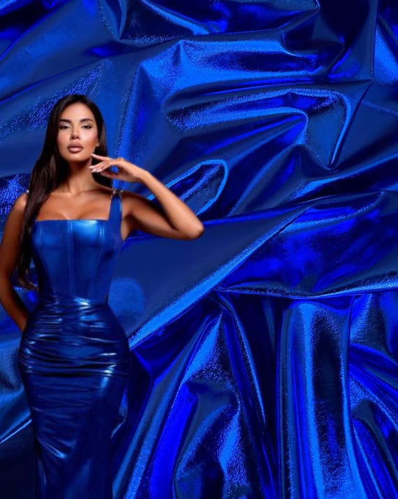 blue foil dress Farrah Royal Blue Gold Foil Print Frill Detail Wrap Maxi Dress main image 0