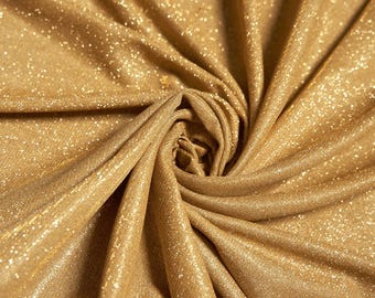 Gold Shimmer Lurex Fabric by the Yard – Metallic Sparkle Fabric for Dresses, Costumes, Glitter Christmas Fabric, Gold Lurex Material
