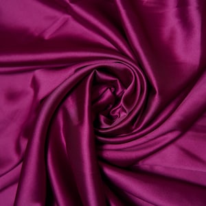 Luxury Magenta Shiny Stretch Satin Fabric, Fabric by the Yard, Luxury Satin Fabric, Dress Sewing Fabric, Silk Wedding Fabric, Apparel Fabric