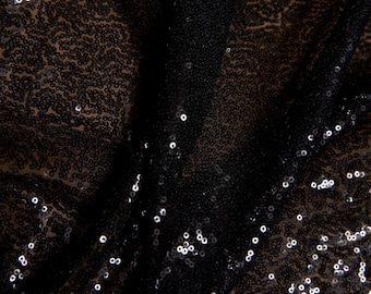 Black Sequin Fabric by the Yard – 3mm Iridescent Mesh for Prom Dress, Dance Costume, Pageant Gown