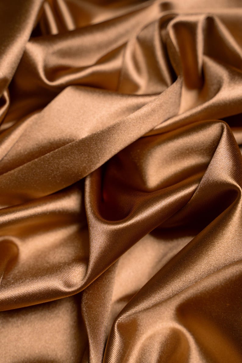 Mocha Shiny Spandex Fabric by the Yard – 4 Way Stretch Holiday Fabric for Christmas Dresses, Dancewear, Prom Gowns, Costumes and DIY Sewing Projects