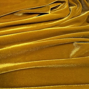 Gold Velvet Fabric by the Yard, Soft Luxury Material for Dresses, Gowns, Costumes, Pillows, Upholstery, DIY Sewing and Holiday Projects