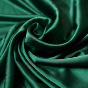 Dark Green Stretch Satin Fabric: Luxury Apparel Sewing Fabric
