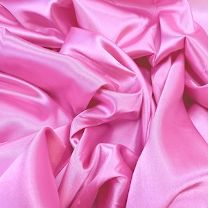 Pink Silky Satin Fabric: 97% Polyester, Bridesmaid Dress Material - 57&quot;/58&quot; Wide