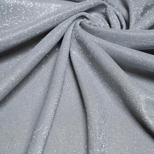 silver dress material Silver Glitter Spandex Knit Fabric: Lurex Evening Gown Material