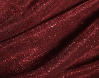 Burgundy Lurex Fabric – Shiny Glitter Stretch Material by the Yard, Holiday and Christmas Fabric for Party Dresses, Prom Gowns, Dancewear