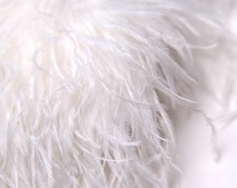 White Ostrich Feather Trim, Feather Trim by the Yard, White Feather Trim, Feather Fringe, Feather Sewing Trim, Craft Feather Trim