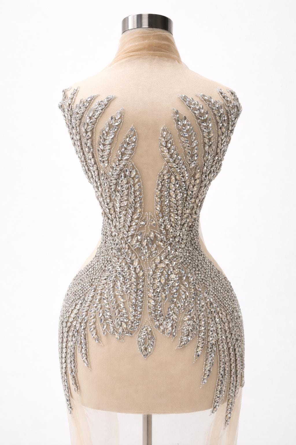 slim fit dress slacks Primavera Couture 4109 Size 12 Nude Long Prom Dress Sequin Criss Cross Open Back Fitted High Slit V Neck Formal Pageant Gown main image 0