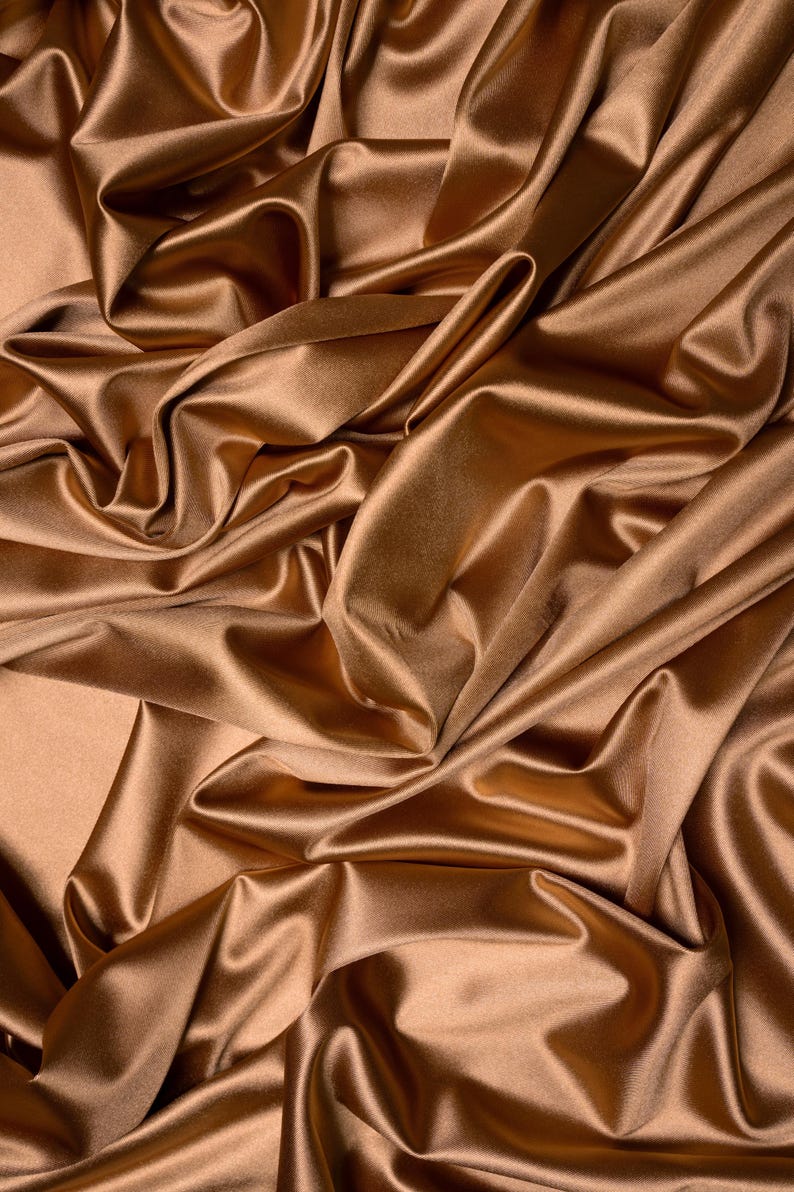 Mocha Shiny Spandex Fabric by the Yard – 4 Way Stretch Holiday Fabric for Christmas Dresses, Dancewear, Prom Gowns, Costumes and DIY Sewing Projects