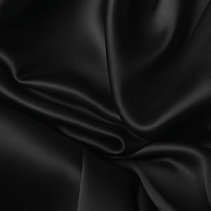 Black Silky Satin Fabric: Soft Polyester Spandex Blend - 57&quot; Wide