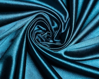 Premium Teal Shiny Spandex by the Yard, Stretchy Material for Wedding, Bridal Attire, Evening Dresses, Prom Dresses, Costumes,Swimwear