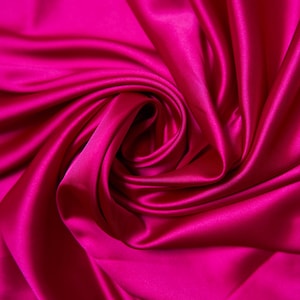 Luxury Fuchsia stretchy Satin, Stretch Satin by the Yard, Luxury Satin Fabric, Premium Satin Fabric, Satin Fabric for Prom and Evening Dress