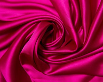 Luxury Fuchsia stretchy Satin, Stretch Satin by the Yard, Luxury Satin Fabric, Premium Satin Fabric, Satin Fabric for Prom and Evening Dress