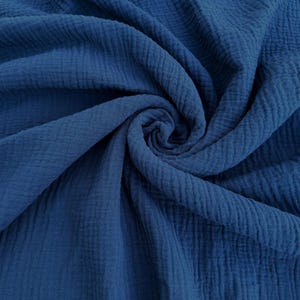 Navy Crinkle Double Gauze Fabric: 100% Cotton Muslin for Sewing